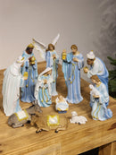Presépio em Resina Azul • 11 Peças • 30cm