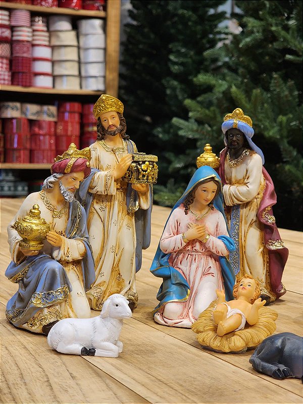 PRESÉPIO DE RESINA LUXO 11 PÇS - 20CM