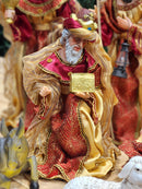 PRESÉPIO DE RESINA COM TECIDO LUXO 11 PÇS | Promoção apenas tamanhos de 28 e 36cm