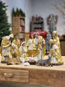 PRESÉPIO EM RESINA 11 PÇS DOURADO LUXO