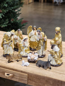 PRESÉPIO EM RESINA 11 PÇS DOURADO LUXO