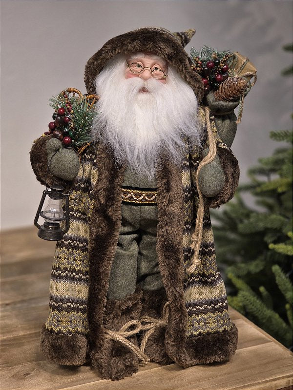 PAPAI NOEL DELUXY RÚSTICO EXPRESSÃO REALISTA 50CM